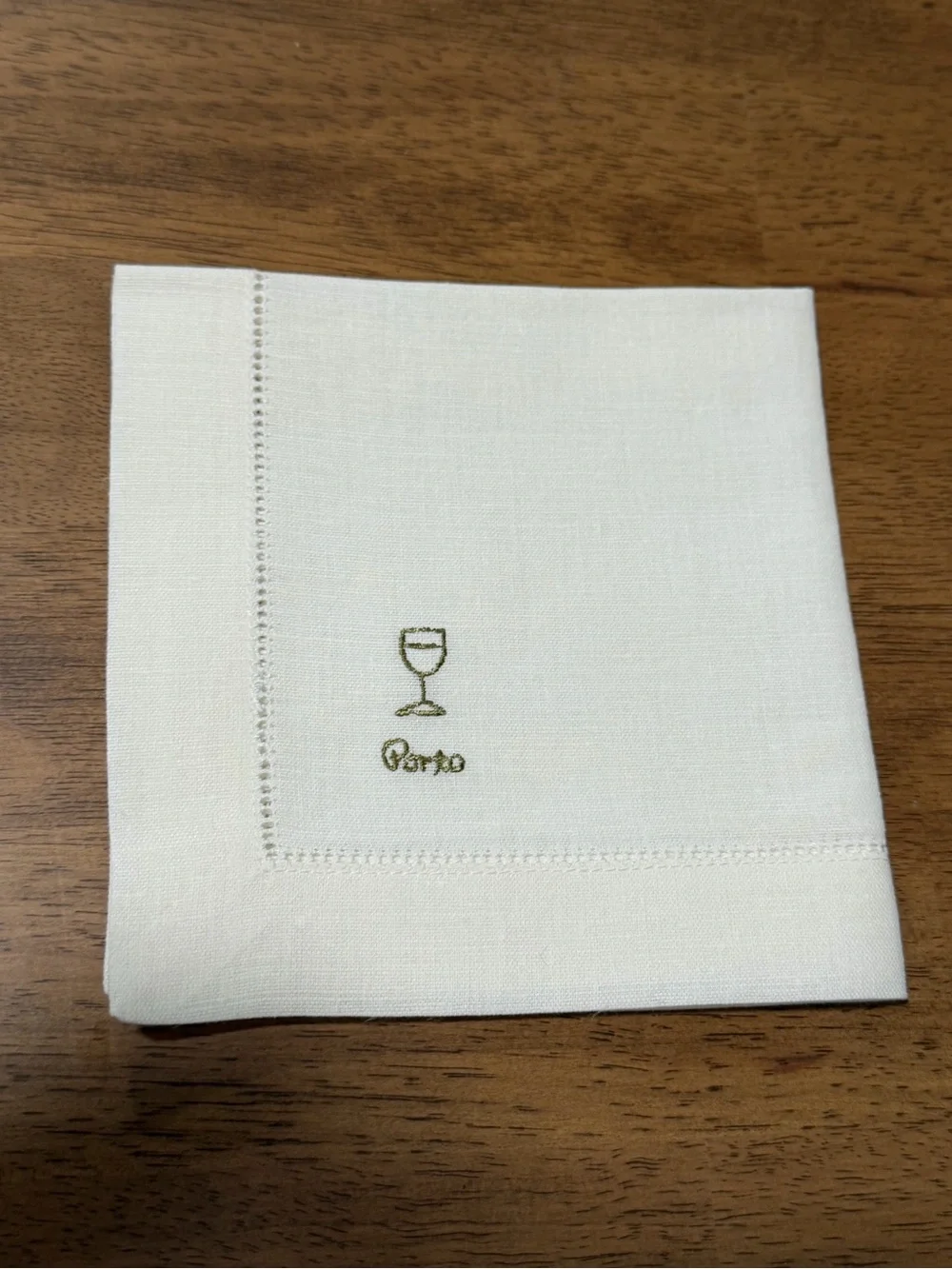Williams-Sonoma Cheese Cocktail Napkins Linen Cotton Green Embroidered